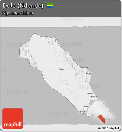 Gray 3D Map of Dola (Ndende), single color outside