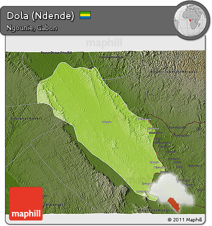Physical 3D Map of Dola (Ndende), darken