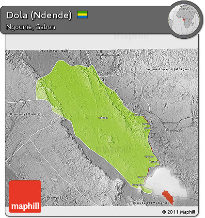 Physical 3D Map of Dola (Ndende), desaturated