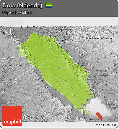 Physical 3D Map of Dola (Ndende), desaturated