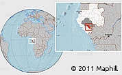 Gray Location Map of Dola (Ndende), highlighted country, highlighted parent region, hill shading