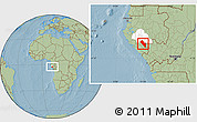 Savanna Style Location Map of Dola (Ndende), highlighted parent region, hill shading