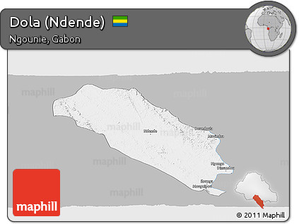 Gray Panoramic Map of Dola (Ndende), single color outside