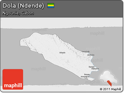 Gray Panoramic Map of Dola (Ndende), single color outside