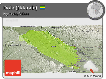 Physical Panoramic Map of Dola (Ndende), semi-desaturated