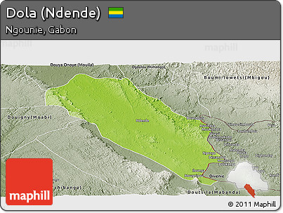 Physical Panoramic Map of Dola (Ndende), semi-desaturated