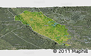 Satellite Panoramic Map of Dola (Ndende), semi-desaturated