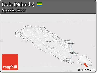 Silver Style Panoramic Map of Dola (Ndende), single color outside