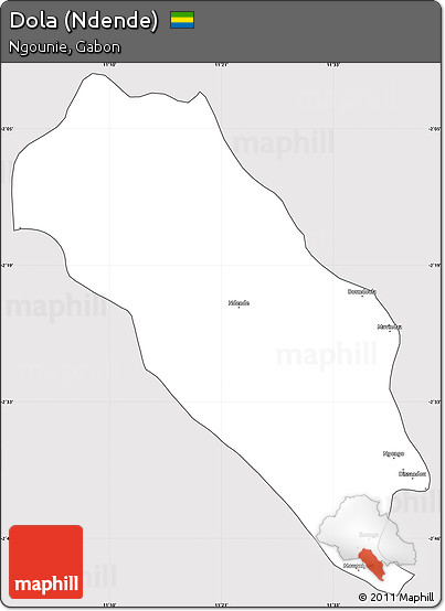 Silver Style Simple Map of Dola (Ndende), cropped outside