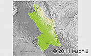 Physical 3D Map of Douya Onoye (Mouila), desaturated