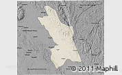 Shaded Relief 3D Map of Douya Onoye (Mouila), darken, desaturated