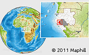 Physical Location Map of Ndolou (Mandji), highlighted country, highlighted parent region, within the entire country