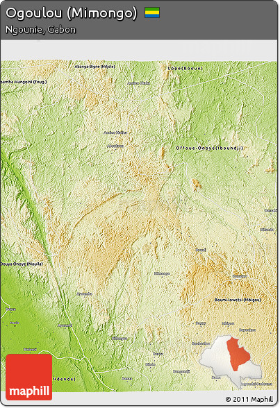 Physical 3D Map of Ogoulou (Mimongo)