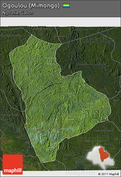 Satellite 3D Map of Ogoulou (Mimongo), darken