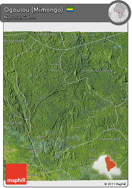 Satellite 3D Map of Ogoulou (Mimongo)