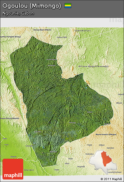 Satellite 3D Map of Ogoulou (Mimongo), physical outside