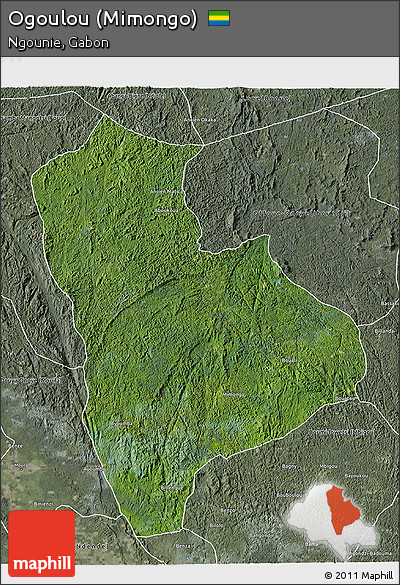 Satellite 3D Map of Ogoulou (Mimongo), semi-desaturated