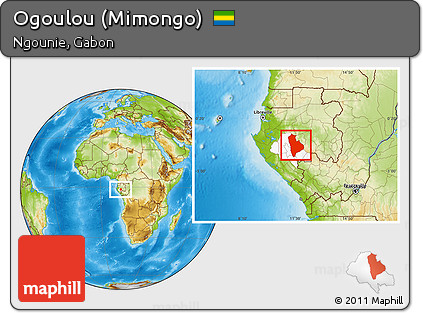 Physical Location Map of Ogoulou (Mimongo), highlighted parent region