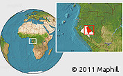 Satellite Location Map of Ogoulou (Mimongo), highlighted parent region, within the entire country