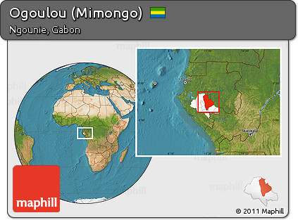 Satellite Location Map of Ogoulou (Mimongo), highlighted parent region