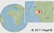 Savanna Style Location Map of Ogoulou (Mimongo), highlighted parent region, hill shading