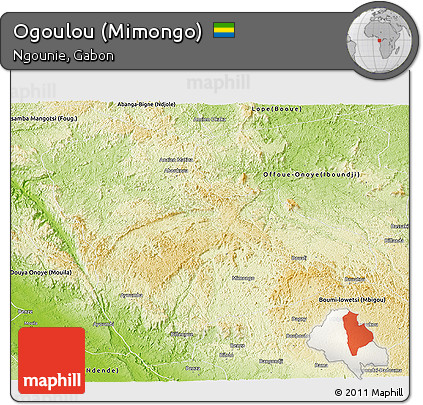 Physical Panoramic Map of Ogoulou (Mimongo)