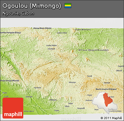 Physical Panoramic Map of Ogoulou (Mimongo)