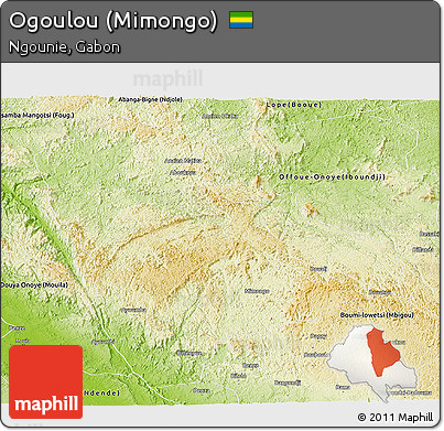 Physical Panoramic Map of Ogoulou (Mimongo)