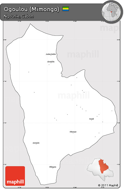 Silver Style Simple Map of Ogoulou (Mimongo), cropped outside