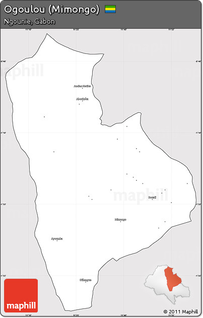 Silver Style Simple Map of Ogoulou (Mimongo), cropped outside