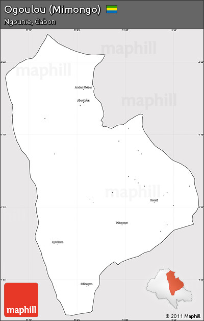 Silver Style Simple Map of Ogoulou (Mimongo), cropped outside
