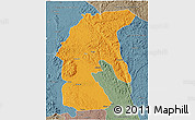 Political 3D Map of Tsamba Mangotsi (Foug.), semi-desaturated