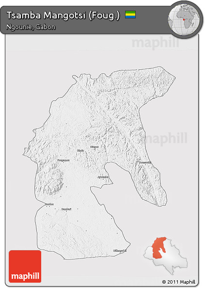 Silver Style 3D Map of Tsamba Mangotsi (Foug.), single color outside