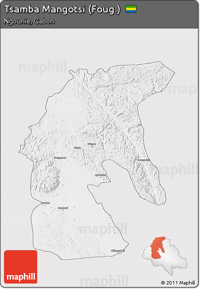 Silver Style 3D Map of Tsamba Mangotsi (Foug.), single color outside