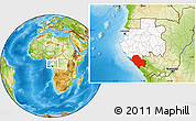 Physical Location Map of Nyanga, highlighted country, within the entire country