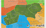 Satellite 3D Map of Ogooue-Ivindo, political shades outside