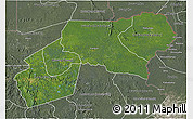 Satellite 3D Map of Ogooue-Ivindo, semi-desaturated