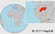 Gray Location Map of Ogooue-Ivindo, within the entire country