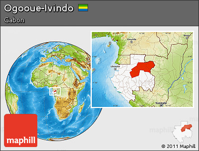 Physical Location Map of Ogooue-Ivindo, highlighted country