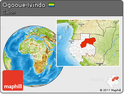 Physical Location Map of Ogooue-Ivindo, highlighted country