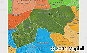 Satellite Map of Ogooue-Ivindo, political shades outside