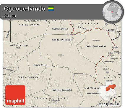 Shaded Relief Map of Ogooue-Ivindo