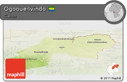 Physical Panoramic Map of Ogooue-Ivindo, lighten