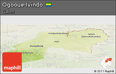 Physical Panoramic Map of Ogooue-Ivindo, lighten
