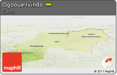 Physical Panoramic Map of Ogooue-Ivindo, lighten
