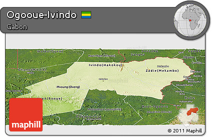 Physical Panoramic Map of Ogooue-Ivindo, satellite outside