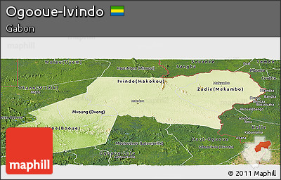 Physical Panoramic Map of Ogooue-Ivindo, satellite outside