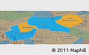 Political Panoramic Map of Ogooue-Ivindo, semi-desaturated