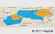 Political Panoramic Map of Ogooue-Ivindo, shaded relief outside