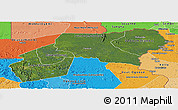 Satellite Panoramic Map of Ogooue-Ivindo, political shades outside